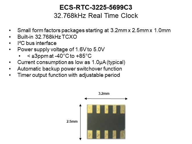 Image of ECS Inc. Real Time Clock (RTC) - ECS-RTC-3225-5699C3