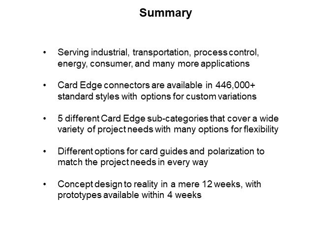 Image of EDAC Card Edge Connectors - Summary