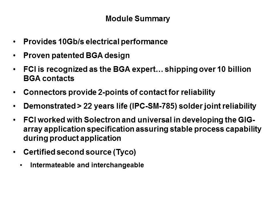 GIG-Array Mezzanine Connectors Slide 20