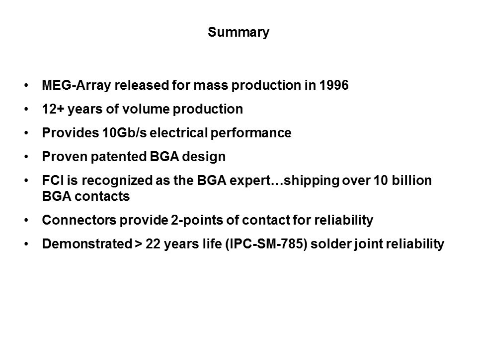MEG-Array Mezzanine Connectors Slide 20