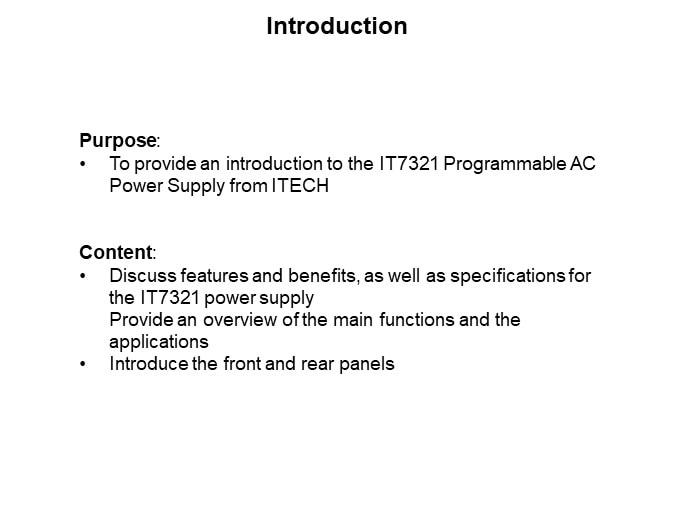 Image of ITECH Electronics IT7321 Programmable AC Power Supply Introduction - Introduction