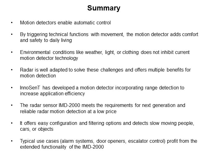 Image of InnoSenT IMD-2000 Radar Motion Detector - Summary