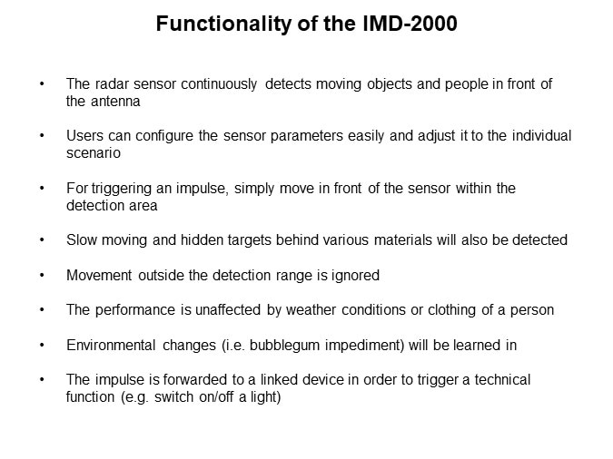 Image of InnoSenT IMD-2000 Radar Motion Detector - Functionality