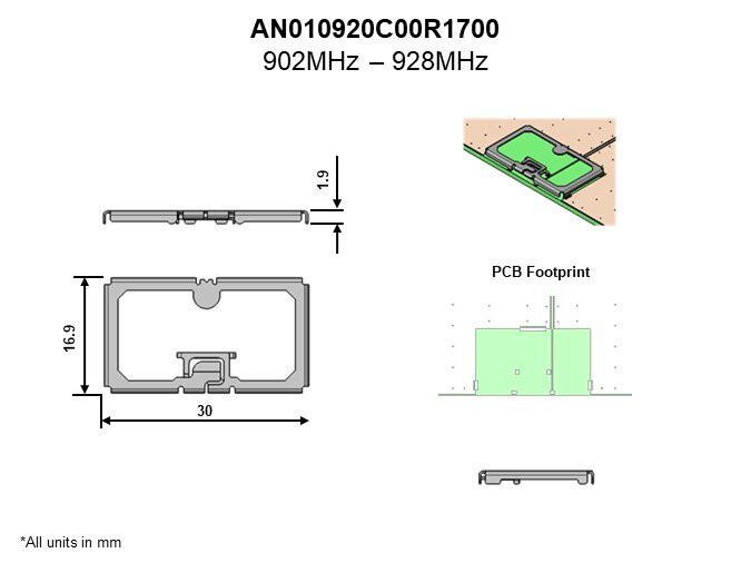 Image of JAE AN01 Series Stamped High Performance Antennas - AN010920C00R1700