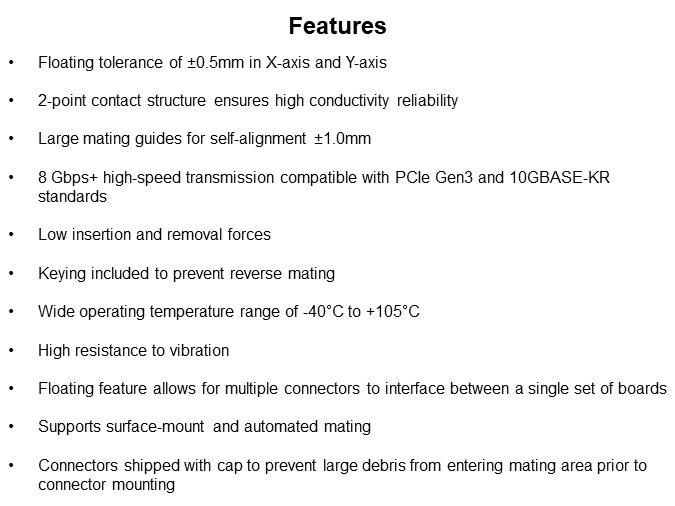 Image of JAE AX01 Series Floating Board-to-Board Connector - Features