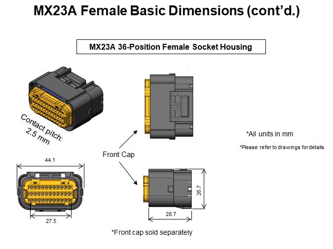 MX23A Female Basic Dimensions (cont'd.)