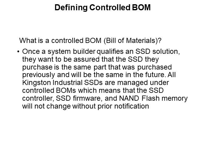 Defining Controlled BOM