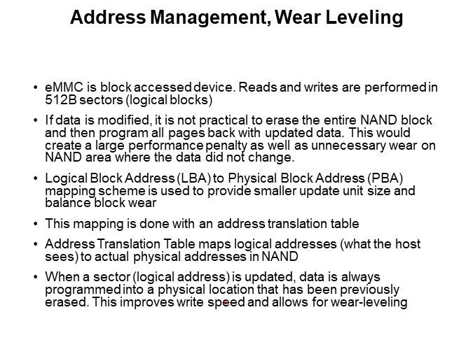 Address Management, Wear Leveling