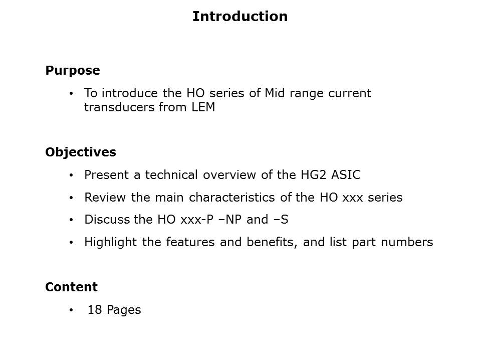 HO Series of Mid Range Current Transducers Slide 1