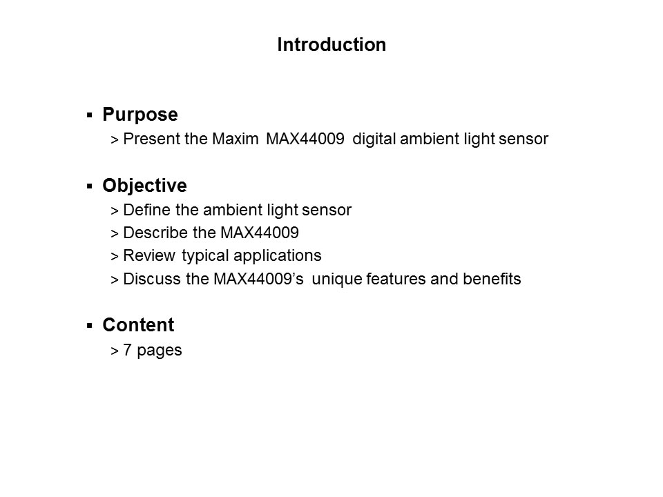 MAX44009 Digital Ambient Light Sensor Slide 1