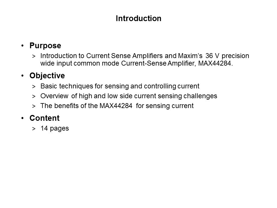 MAX44284 Current Sense Amplifier Slide 1