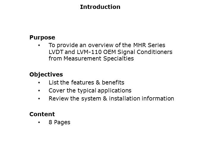 MHR Series LVDT and LVM-110 OEM Signal Conditioner Slide 1