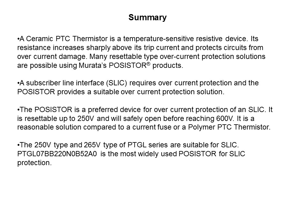 SLIC Overcurrent POSISTOR Slide 6