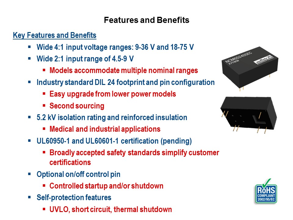 NCM6 Series of Single/Dual Output DC-DC Converters Slide 3