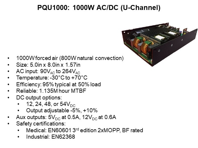 Image of Murata Power Solutions Open Frame, Low-Power, Front End AC/DC Power Supplies - PQU1000