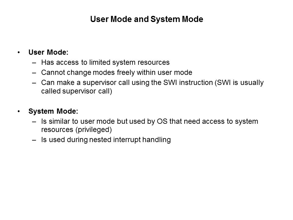 user system modes