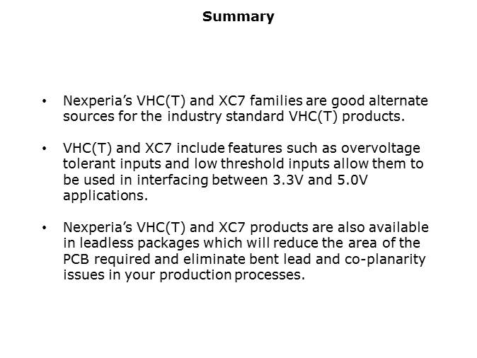 VHC, VHCT, XC7SH, and XC7SET Logic Families Slide 12