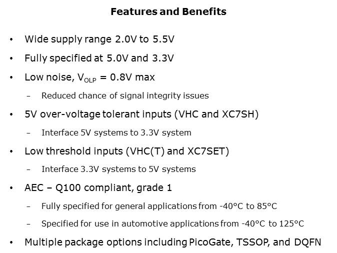 VHC, VHCT, XC7SH, and XC7SET Logic Families Slide 2