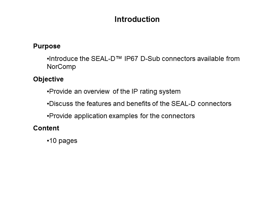 SEAL-D IP67 Connectors Slide 1