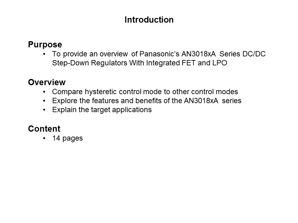 AN3018xA Series DC-DC Step-Down Regulators Slide 1