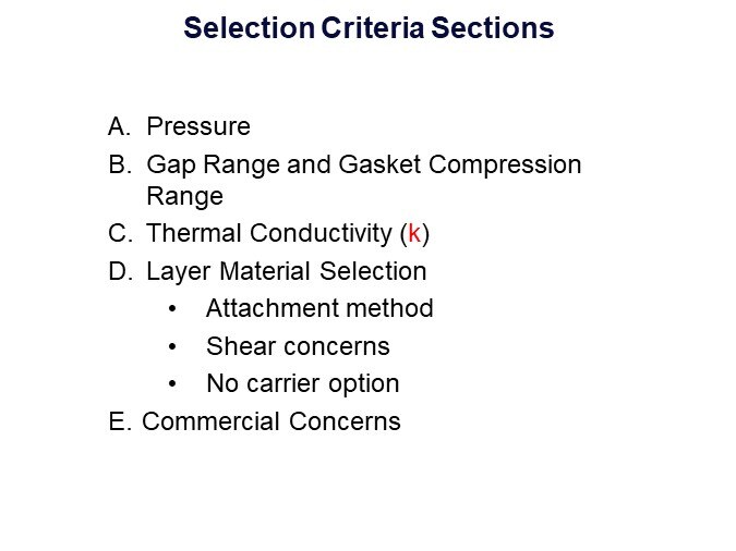 Selection Criteria Sections