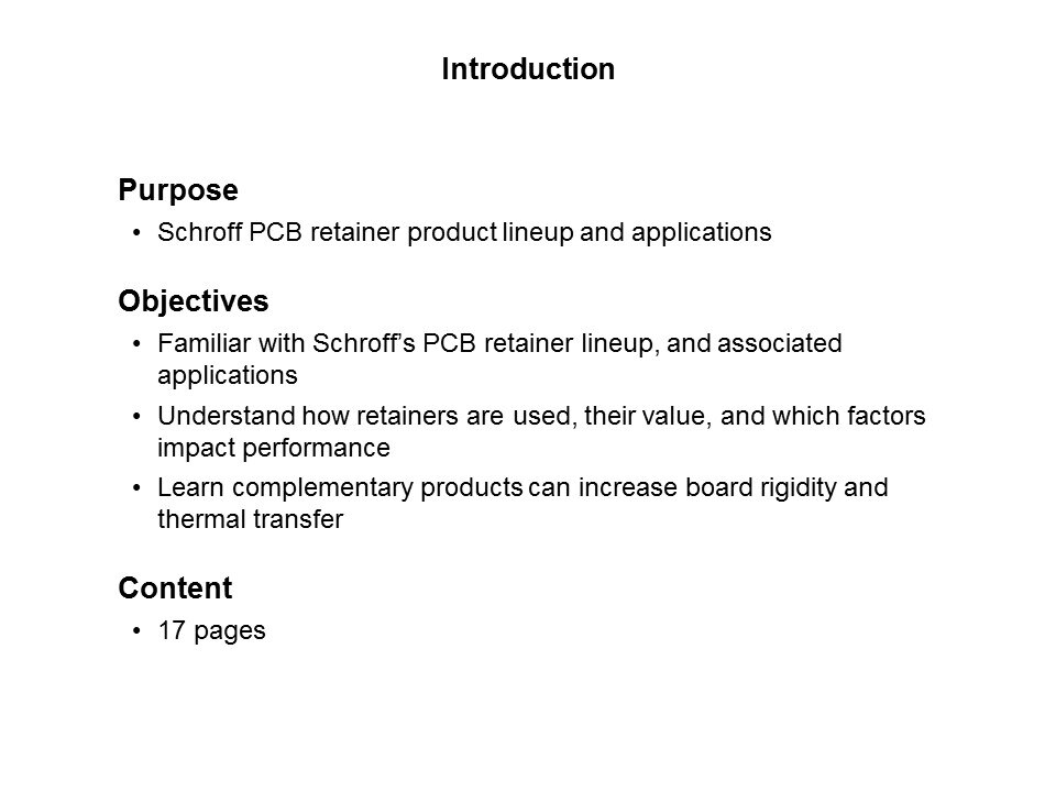 PCB Retainer Overview Slide 1