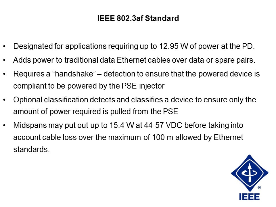 IEEE 802.3af Standard for Power-over-Ethernet Slide 2