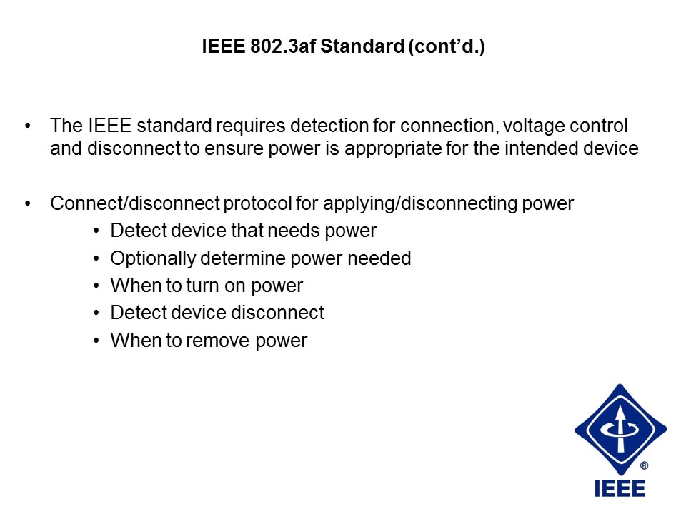 IEEE 802.3af Standard for Power-over-Ethernet Slide 3