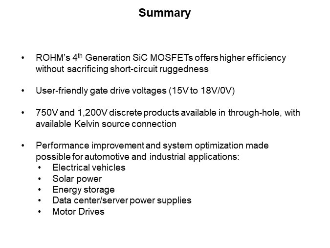 Image of ROHM 4th Generation SiC MOSFETs - Summary