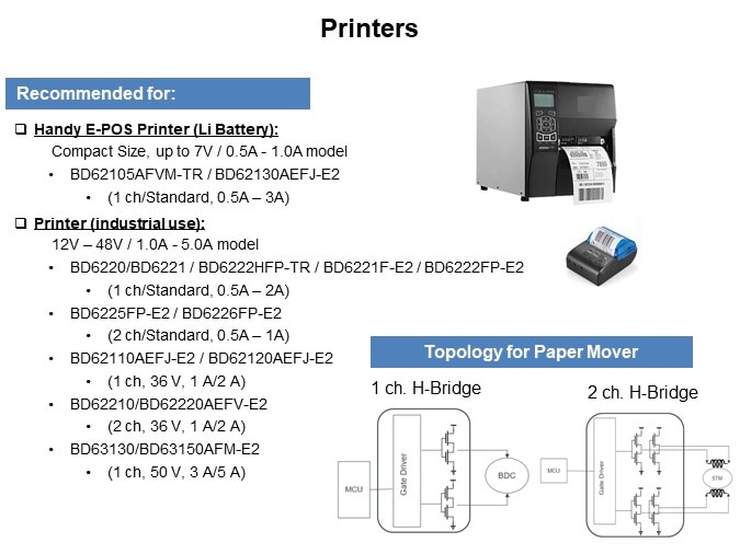 Image of ROHM H-Bridge Drivers for DC Brush Motors - Printers