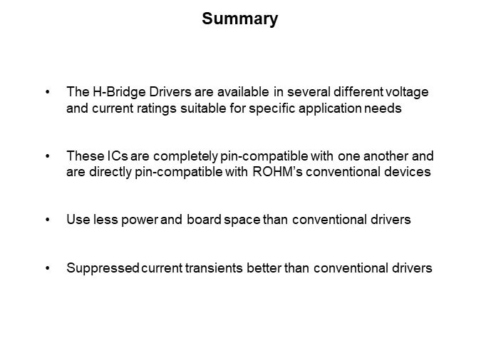 Image of ROHM H-Bridge Drivers for DC Brush Motors - Summary