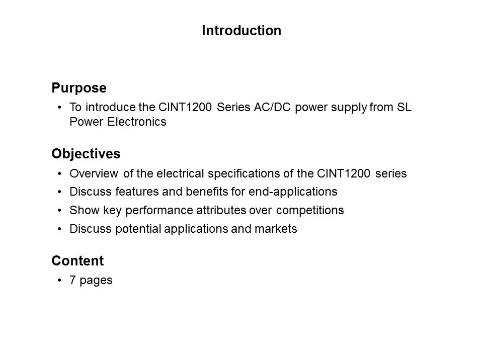 CINT1200 AC/DC Power Supplies Slide 1