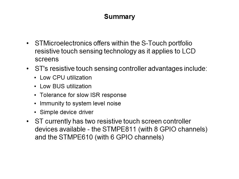 Resistive Touch Sensing Solutions Slide 12