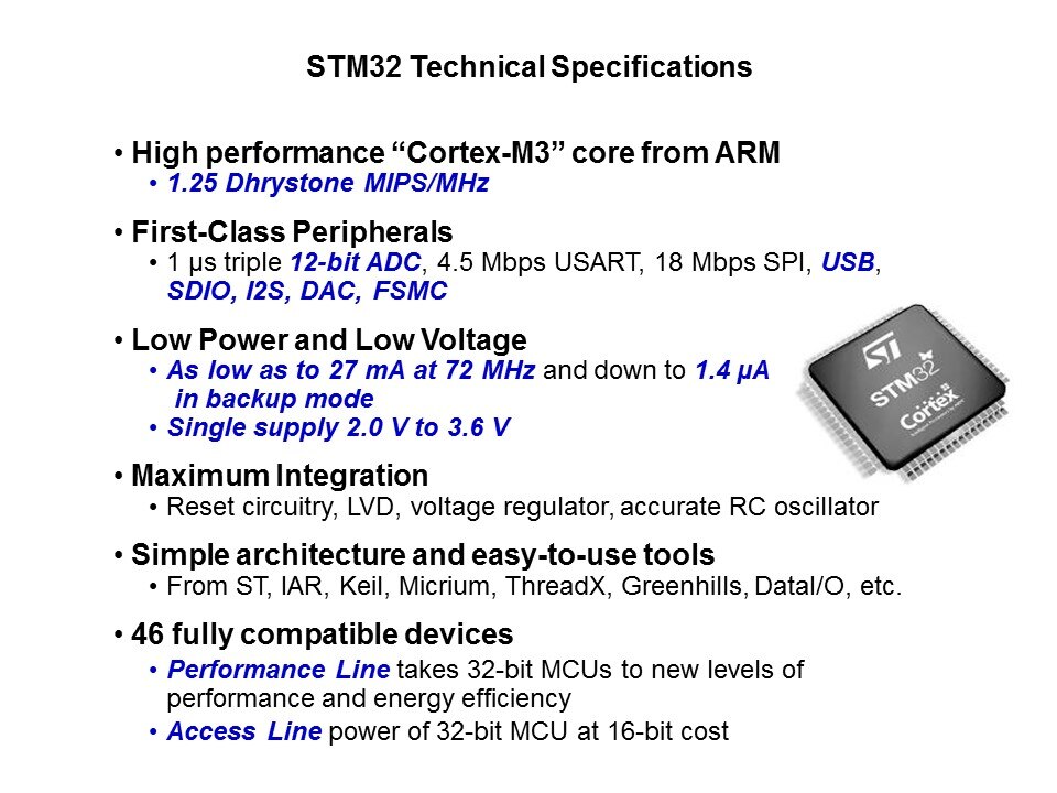 STM32 Cortex-M3 32-bit Microcontrollers Slide 3