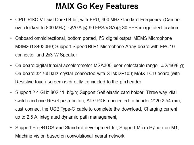 MAIX Go Key Features