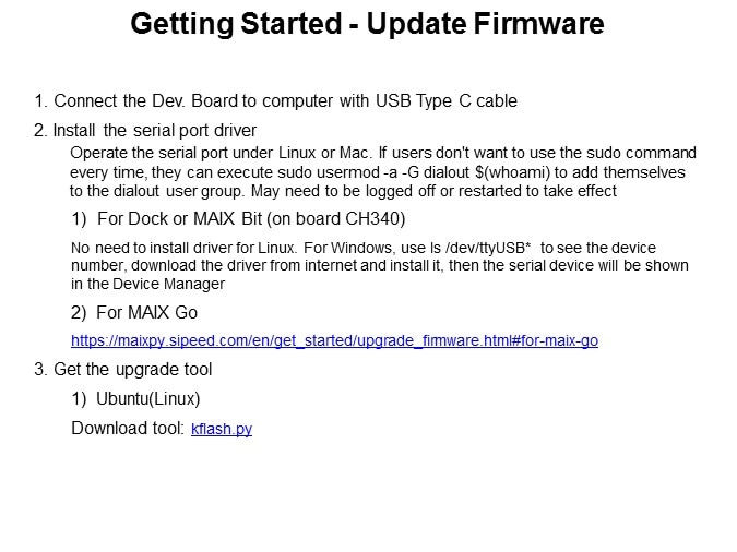 Getting Started - Update Firmware