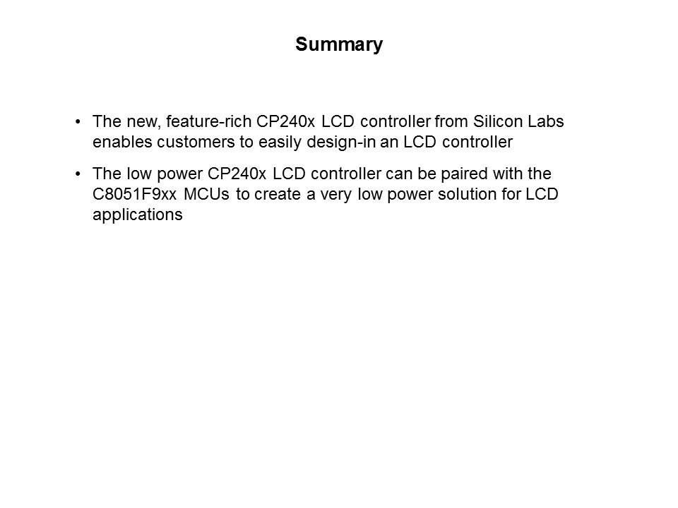 PMIC: CP240x LCD Driver Family Slide 57