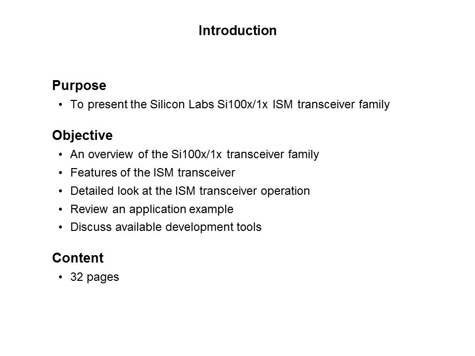 Si100x/1x ISM Transceiver Family Slide 1