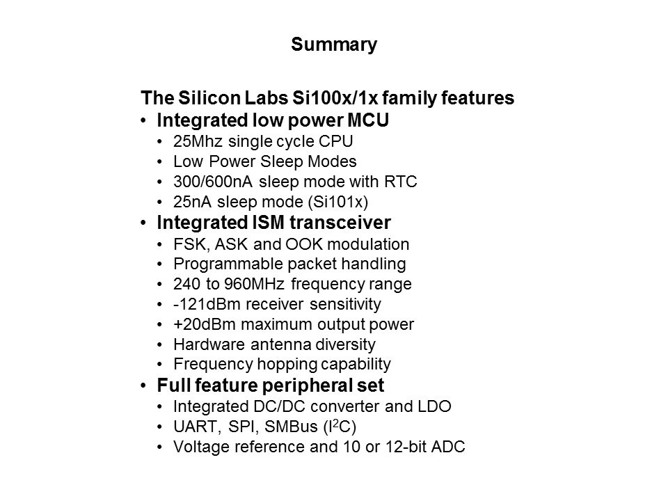 Si100x/1x ISM Transceiver Family Slide 32