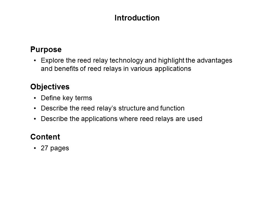 Reed Relay Overview Slide 1