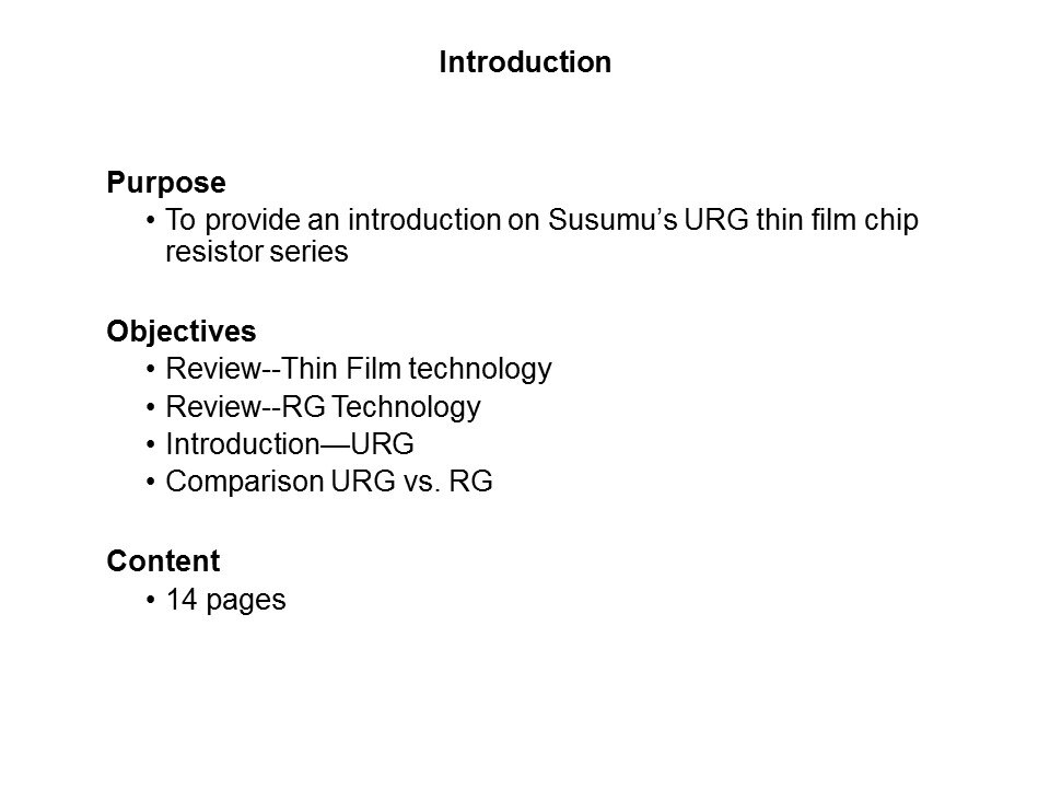 URG Thin Film Chip Resistor Slide 1