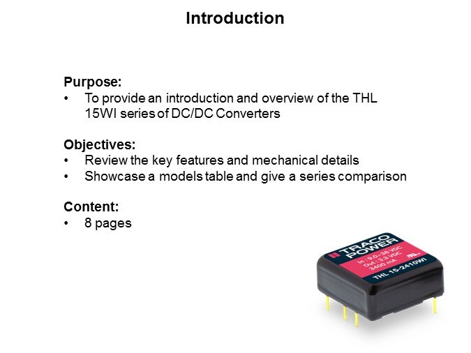 Image of TRACO Power THL 15WI Series of PCB Mount DC/DC Converters - Slide1
