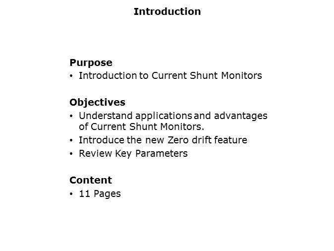 Current Shunt Monitors Slide 1