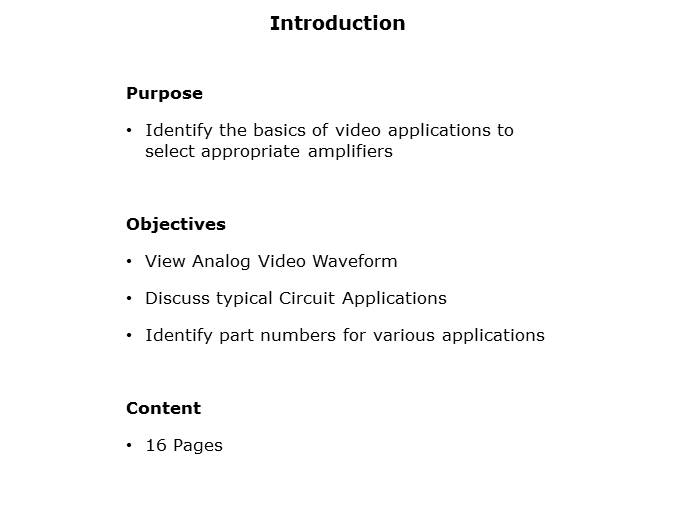 High Spped Amplifiers for Video Applications Slide 1