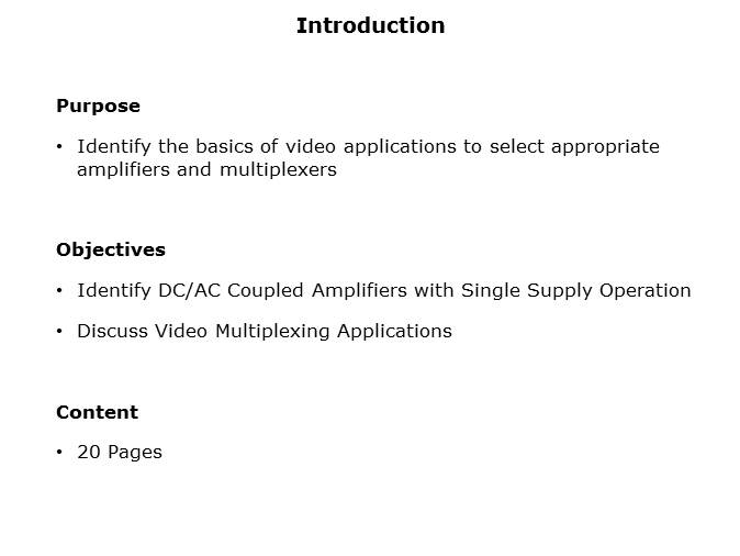 High Speed Amplifiers for Video Applications Part 2 Slide 1