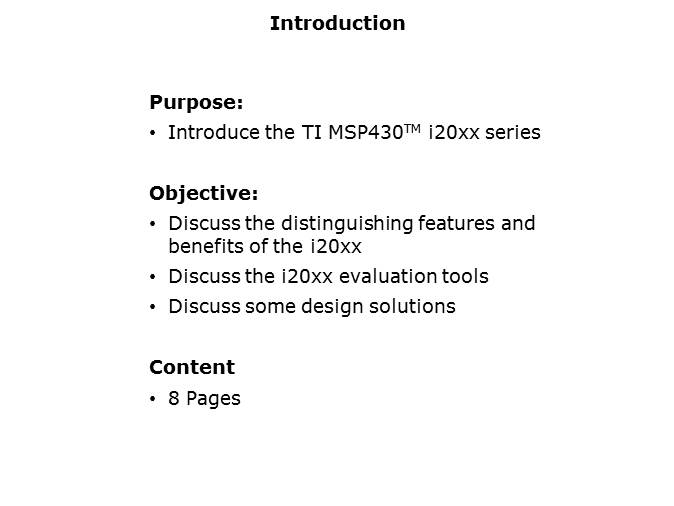 MSP430i20xx Series of Microcontrollers Slide 1