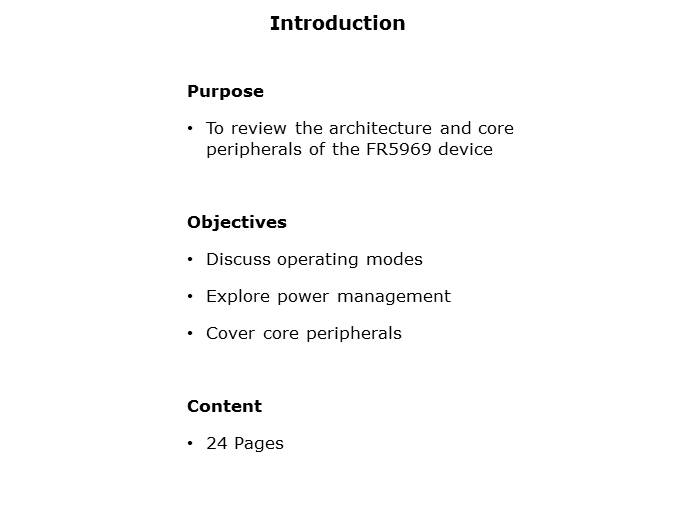 MSP460FR5969 Low Power FRAM MCU Slide 1