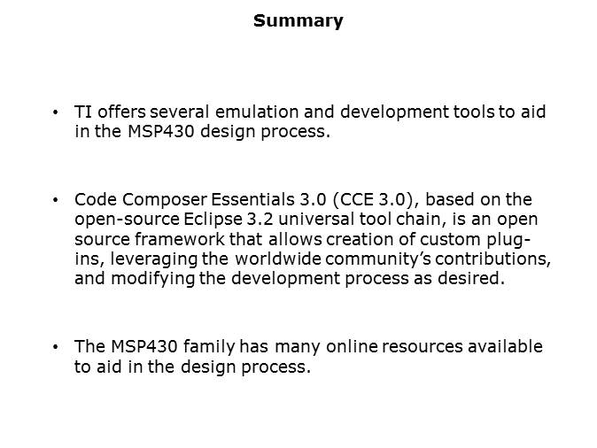 MSP430 Design Tools Slide 12