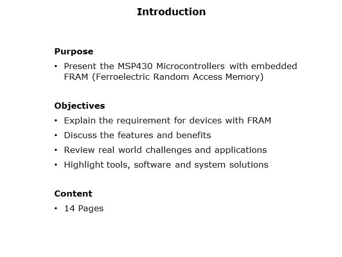 MSP430 Microcontrollers with FRAM Slide 1
