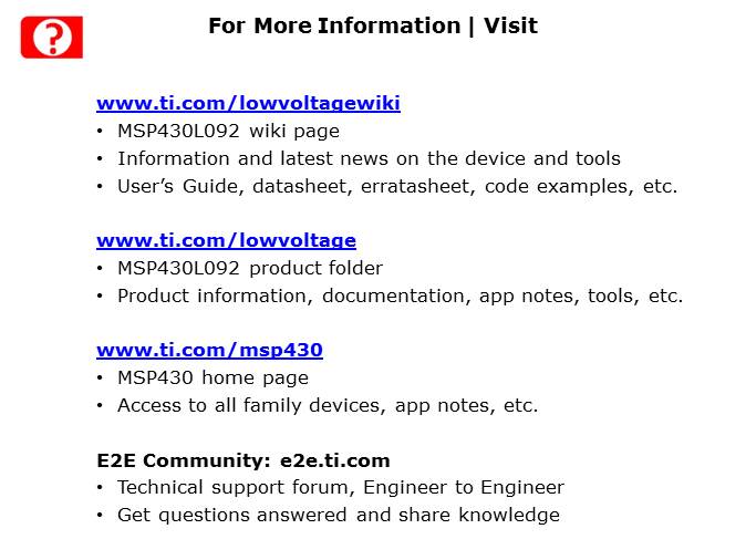 MSP430L092 Introduction Slide 36
